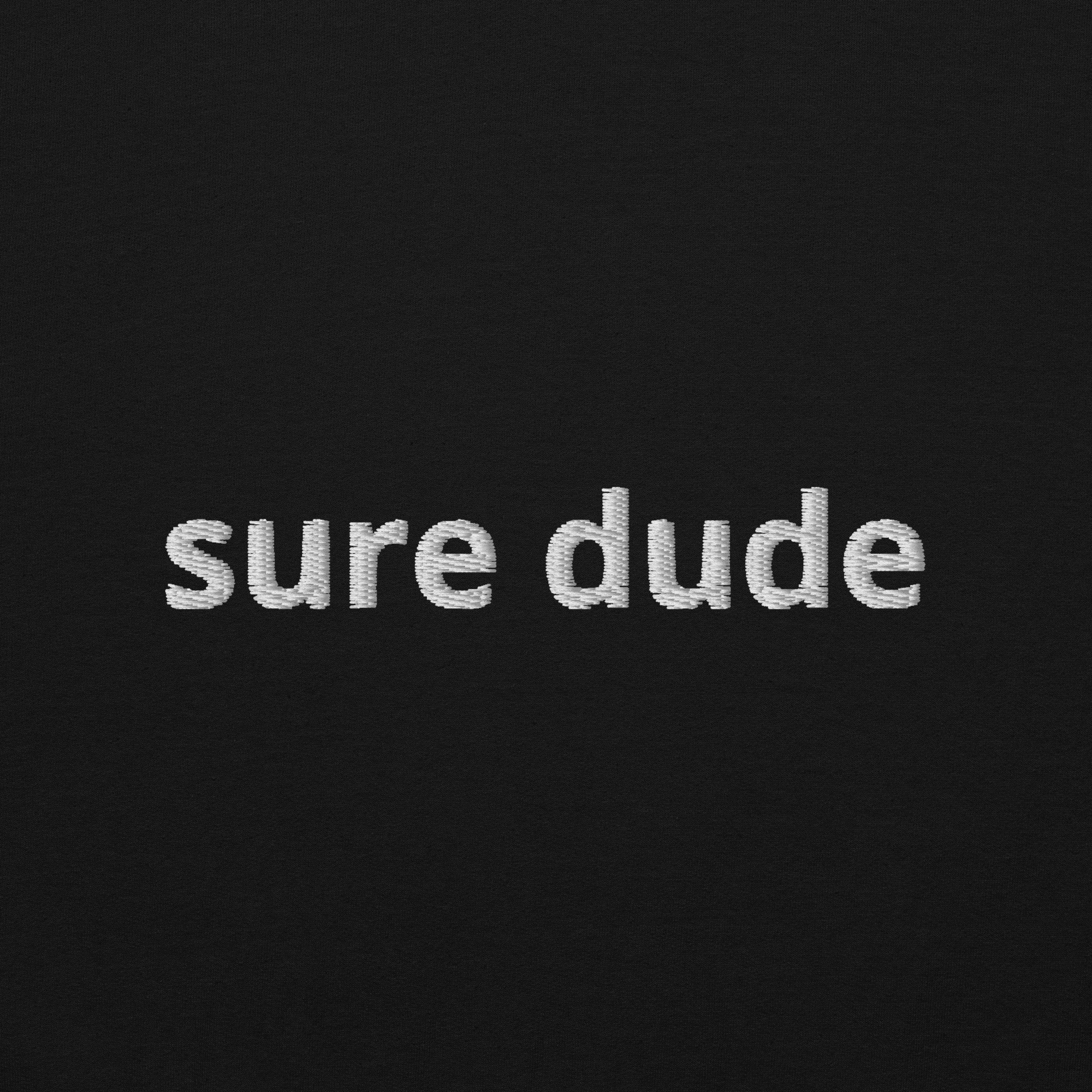 "sure dude" sweatshirt